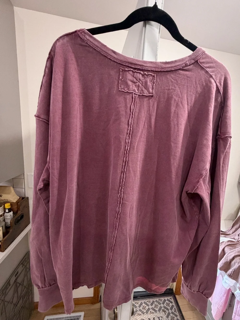 Free People Vintage Plum Long Sleeve Tee with Pocket
